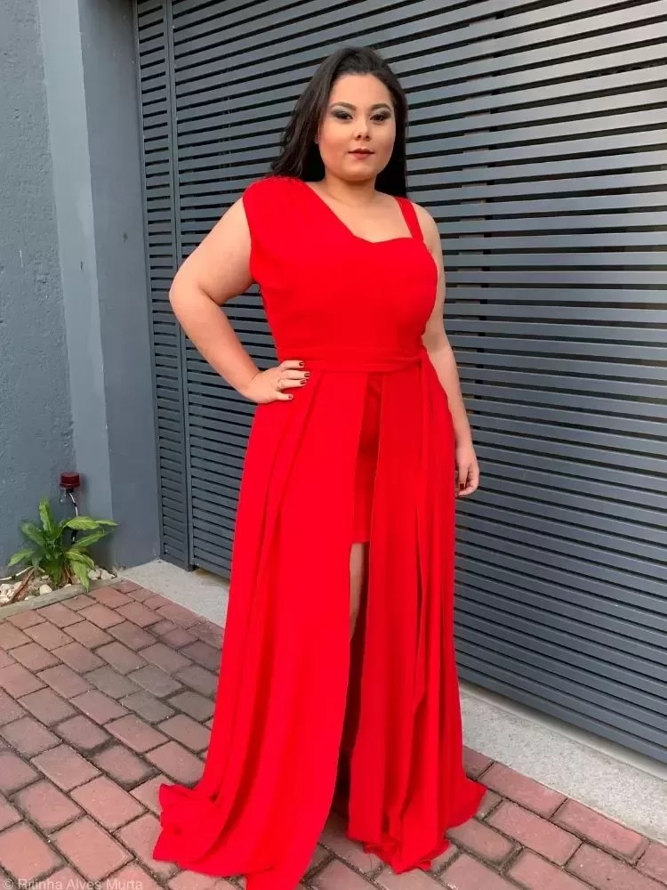 Vestido Madrinha Casamento Vermelho Plus Size Areta