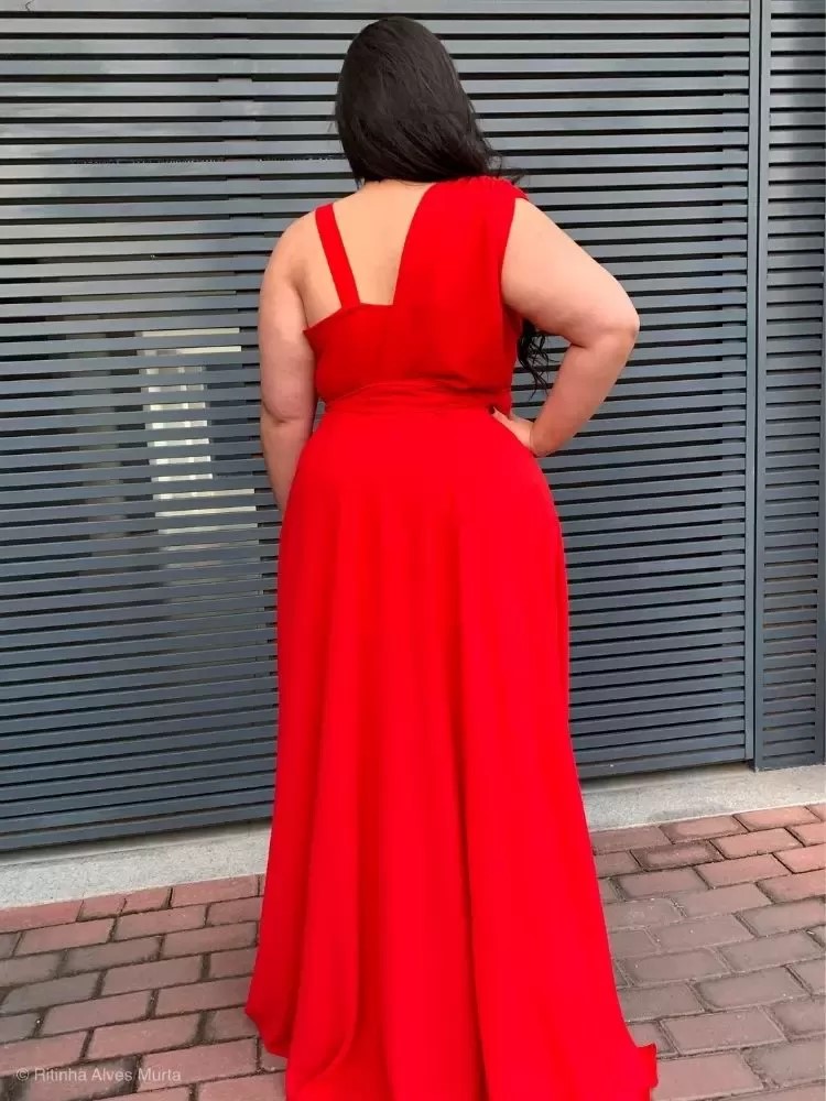 Vestido Madrinha Casamento Vermelho Plus Size Areta