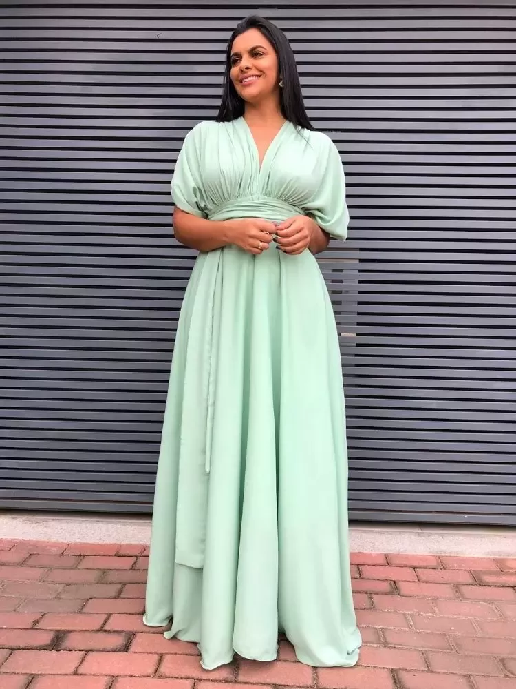 Vestido Madrinha de Casamento Verde Menta Multiformas Anathan