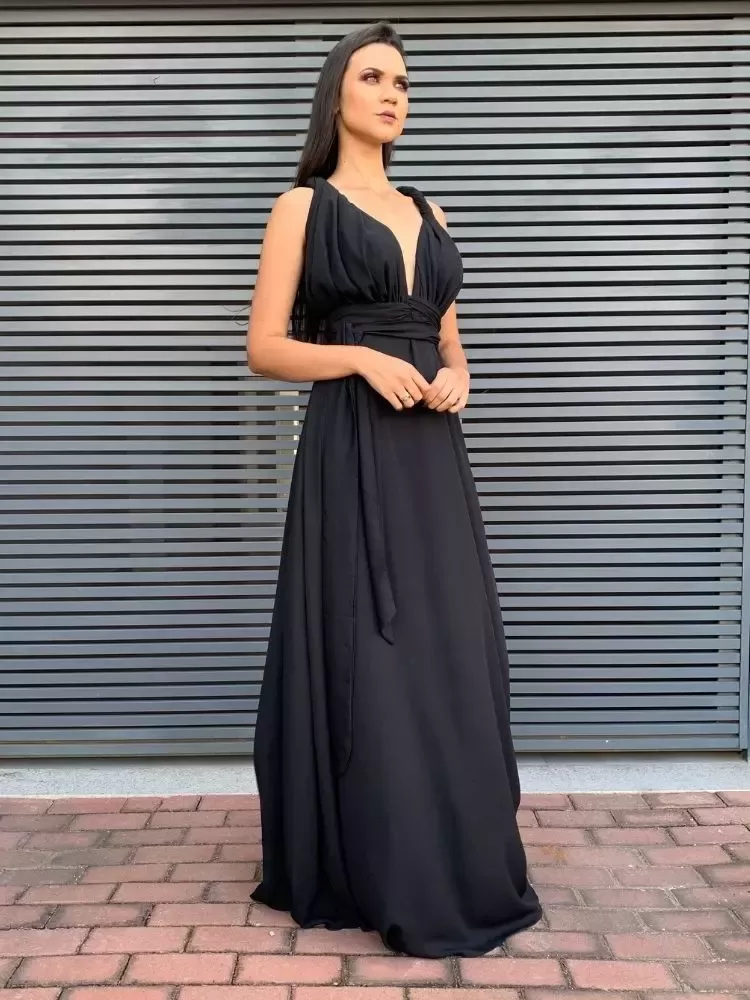 Vestido Madrinha de Casamento Multiformas Preto Anathan