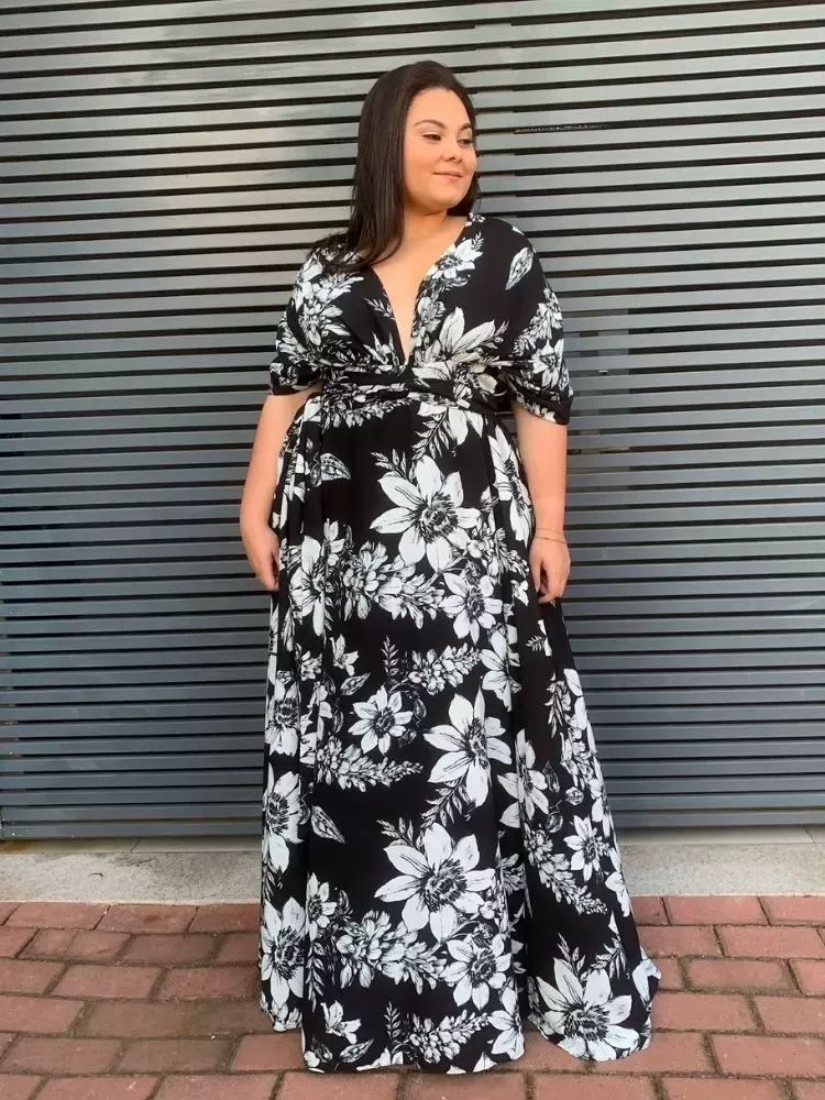 Vestido Longo Estampado Multiformas Anathan Preto
