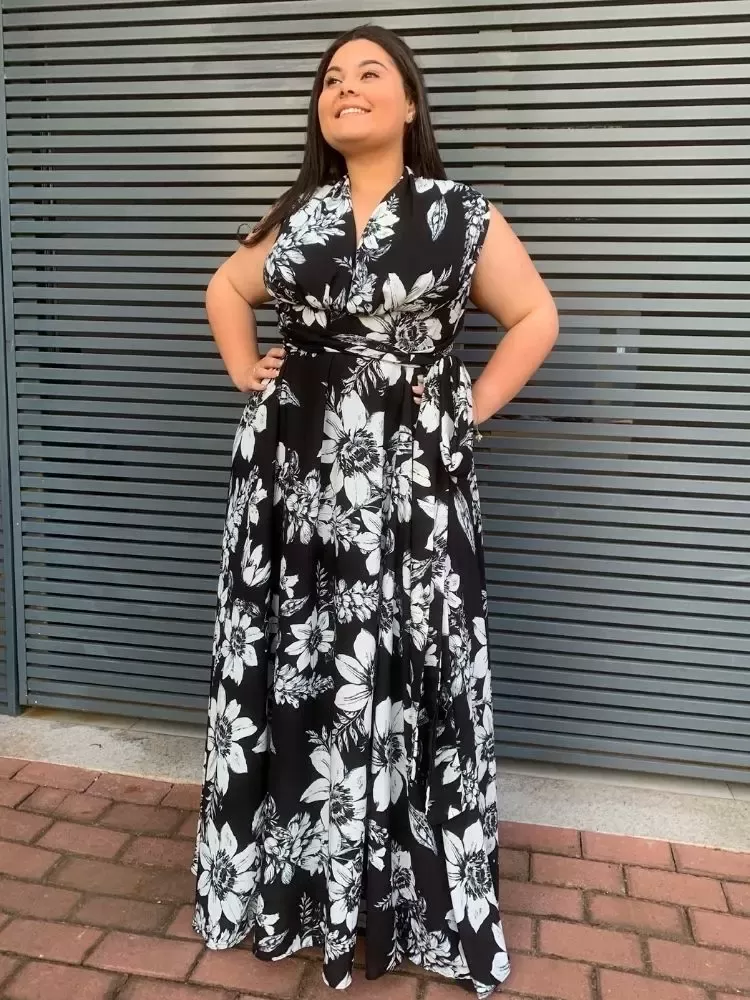 Vestido Longo Estampado Multiformas Anathan Preto