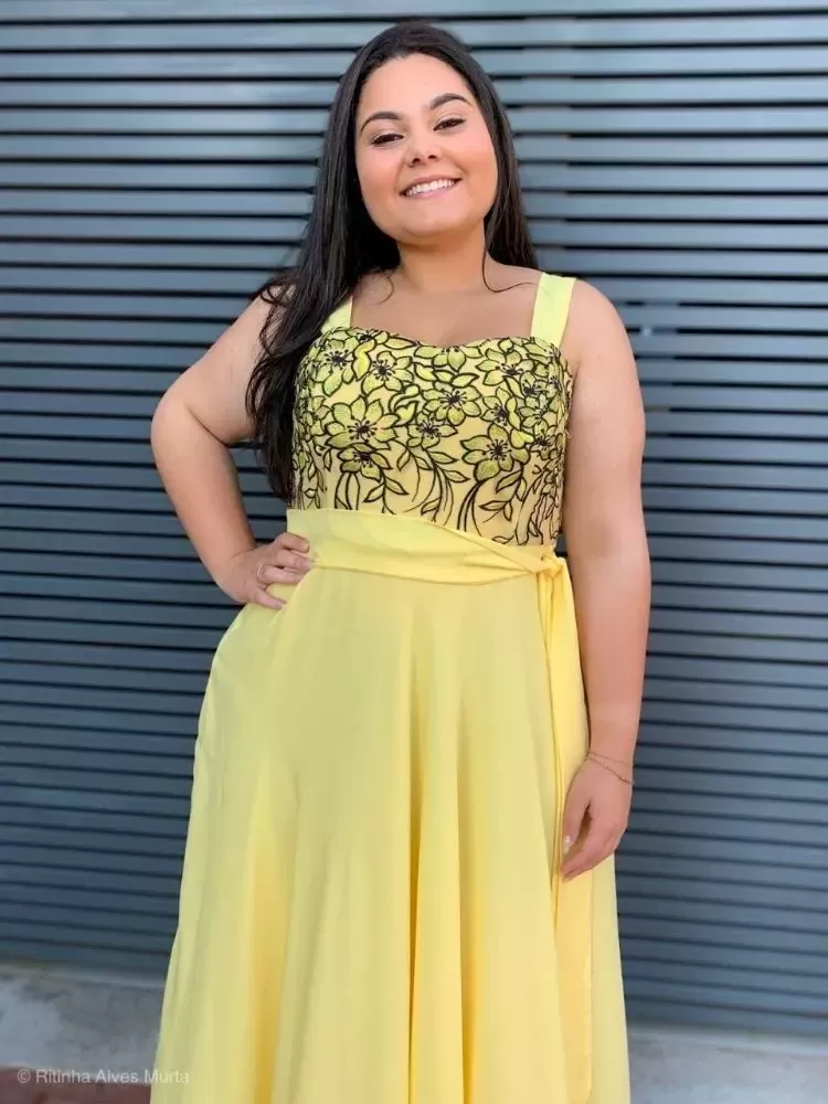 Vestido Simples Madri Amarelo