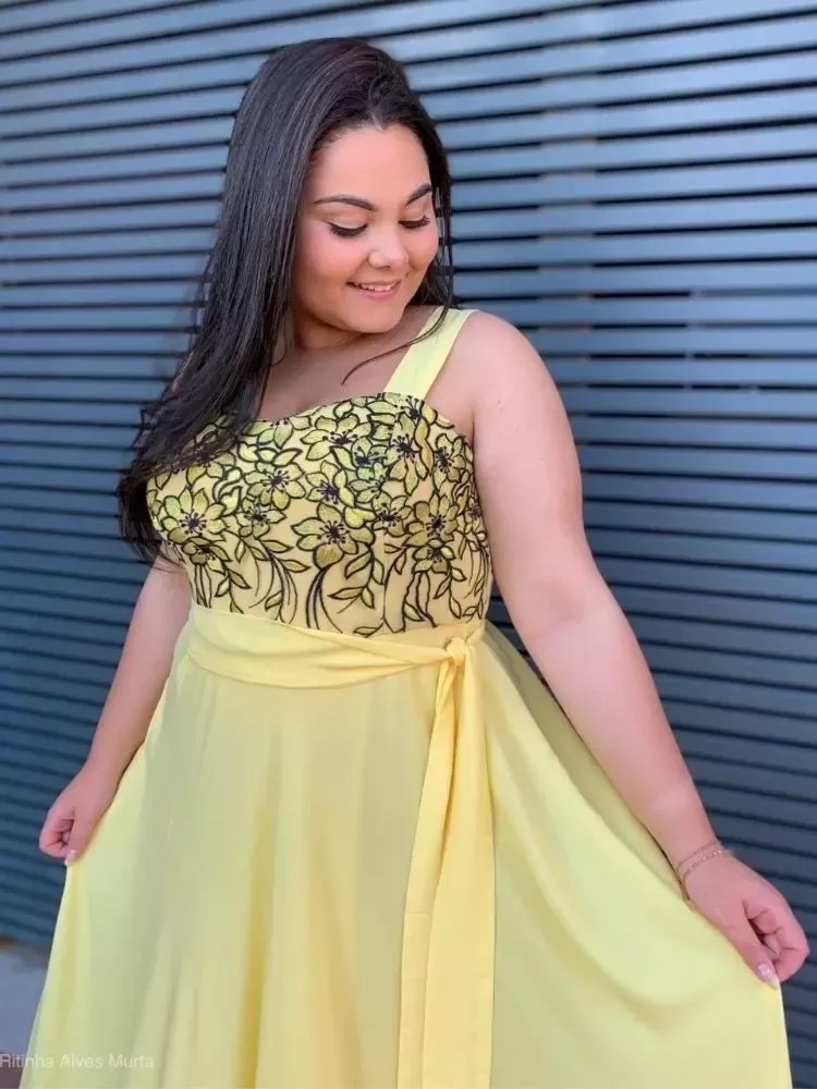 Vestido Simples Madri Amarelo