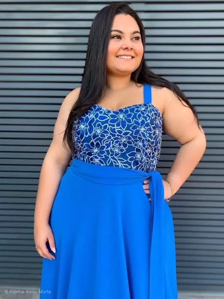 Vestido Simples Madri Azul Bic