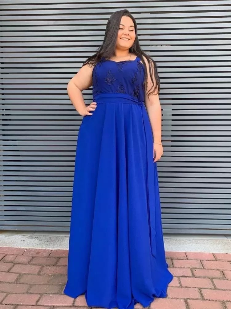 Vestido Simples Madri Azul Royal