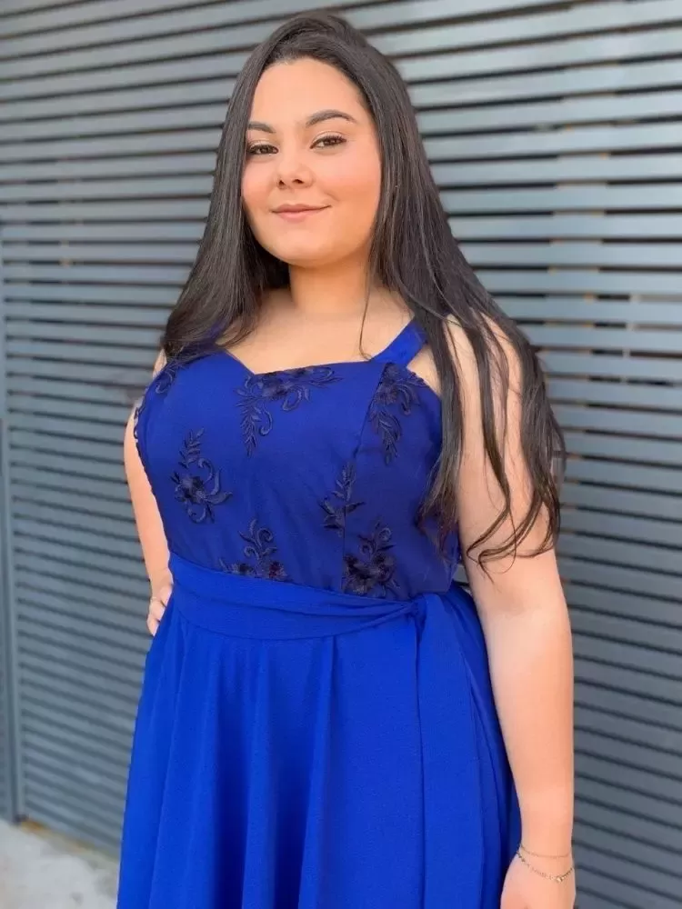 Vestido Simples Madri Azul Royal