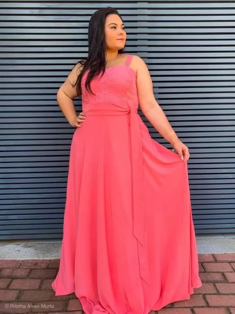 Vestido Simples Madri Coral ( Salmão)