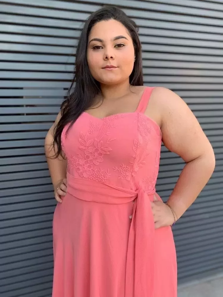 Vestido Simples Madri Coral ( Salmão)