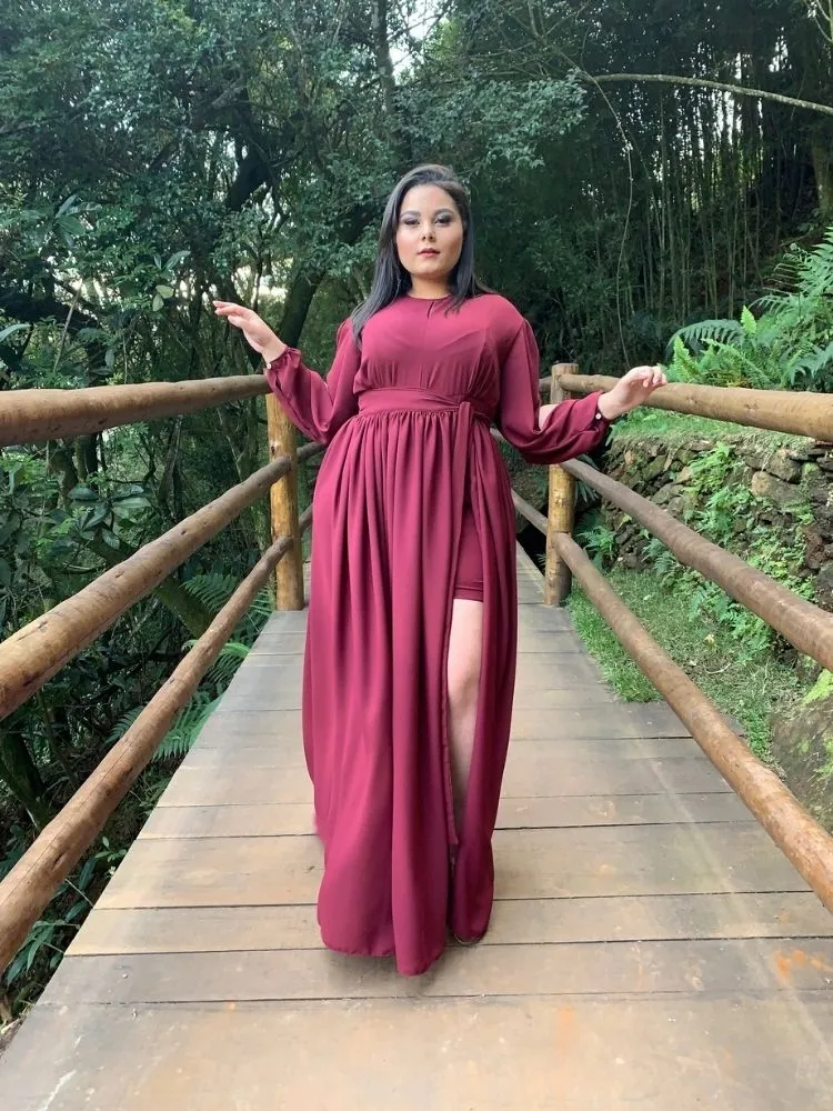 Vestido Sublime Marsala Madrinha de Casamento 