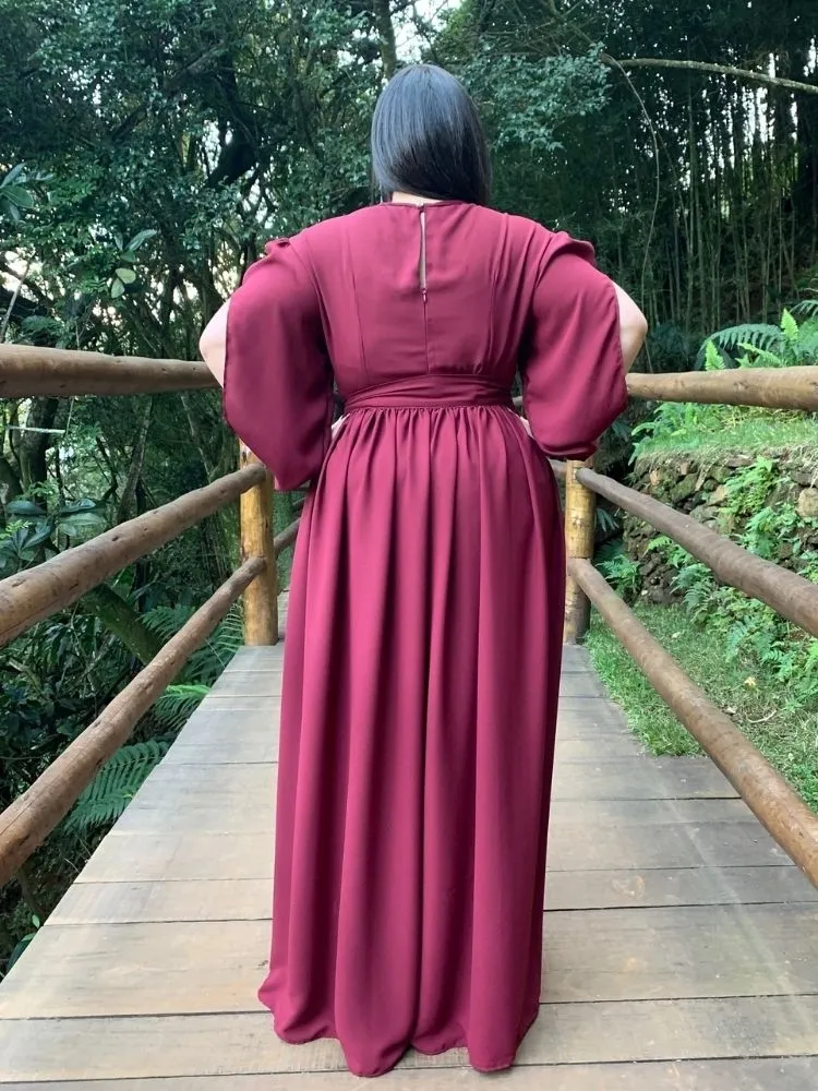 Vestido Sublime Marsala Madrinha de Casamento 