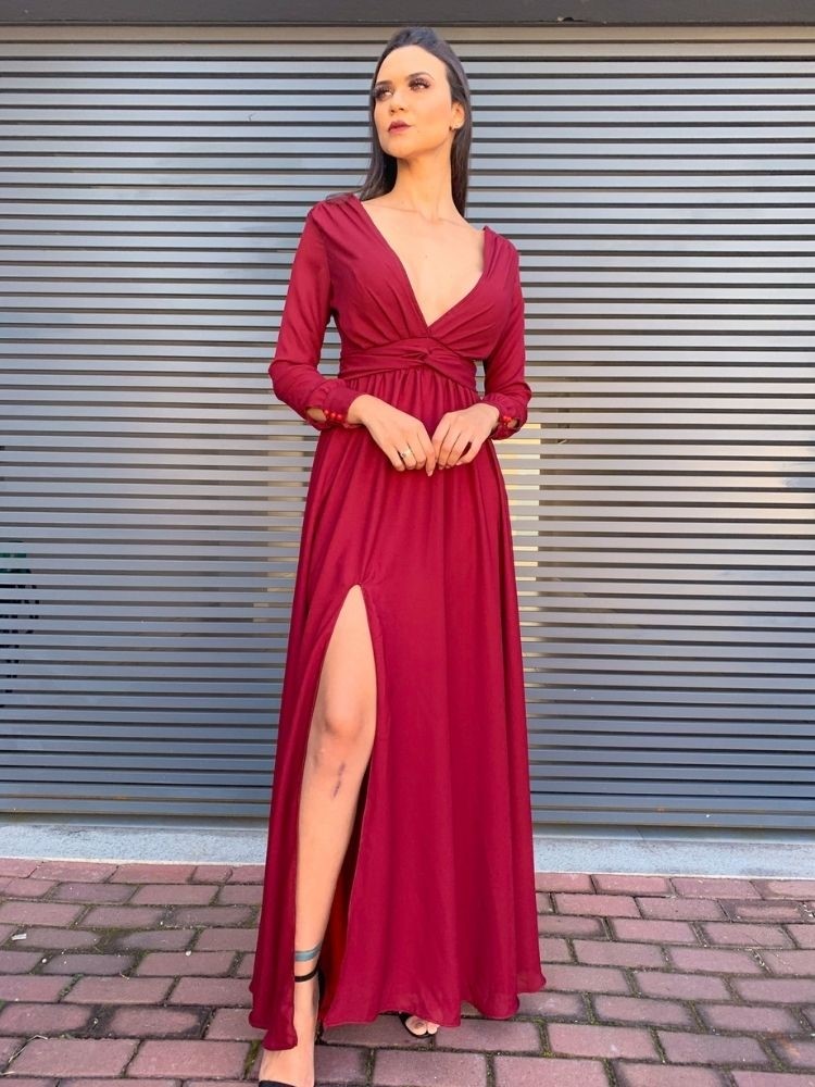 Oferta Vestido longo Amanda Marsala 