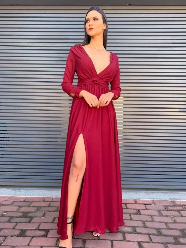 Oferta Vestido longo Amanda Marsala 