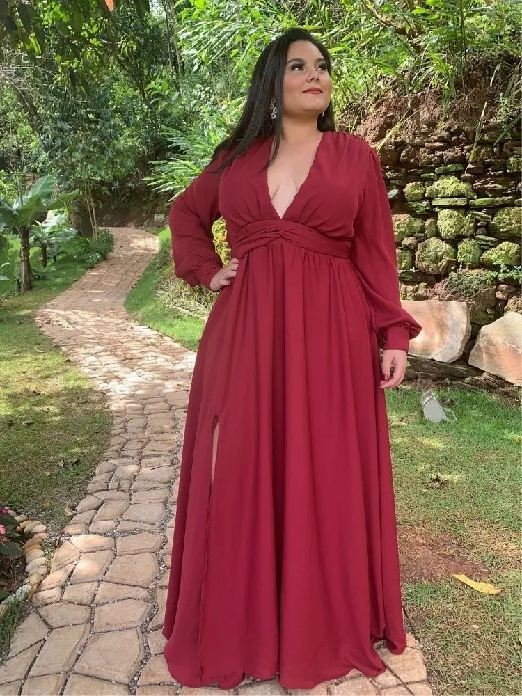Oferta Vestido longo Amanda Marsala 
