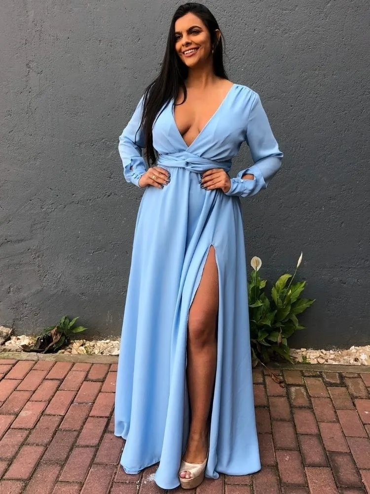 Vestido longo Amanda Azul Serenity 