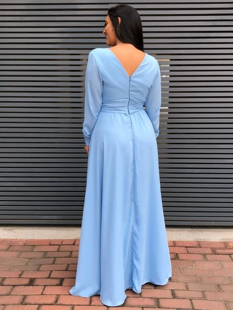 Vestido longo Amanda Azul Serenity 