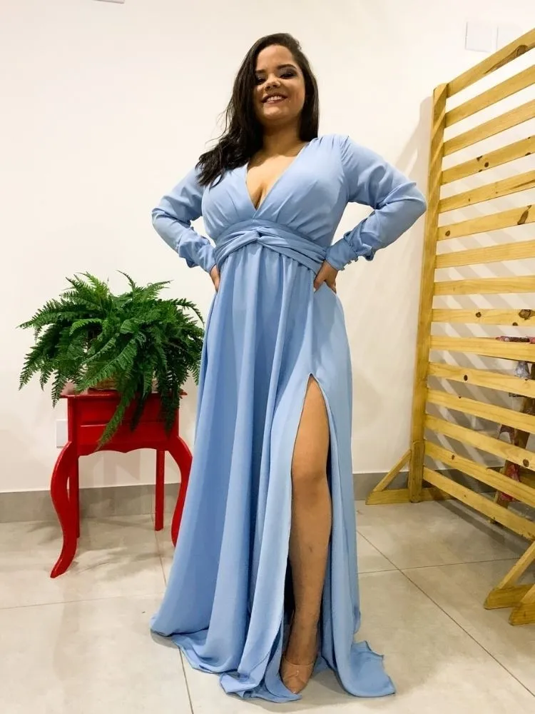 Vestido longo Amanda Azul Serenity 