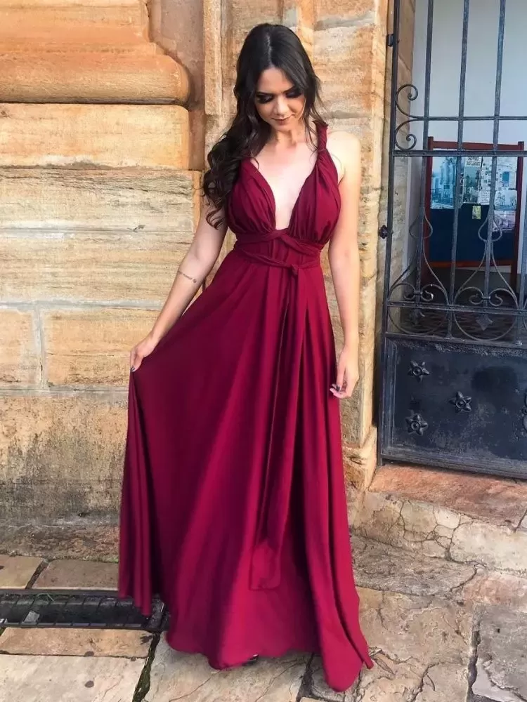 Vestido Madrinha de Casamento Marsala Multiformas Anathan