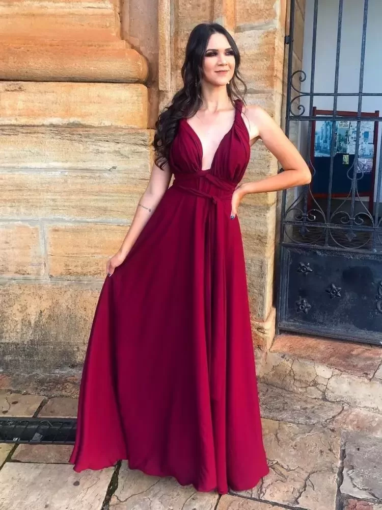 Vestido Madrinha de Casamento Marsala Multiformas Anathan