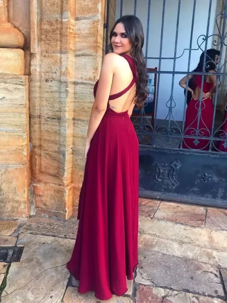 Vestido Madrinha de Casamento Marsala Multiformas Anathan