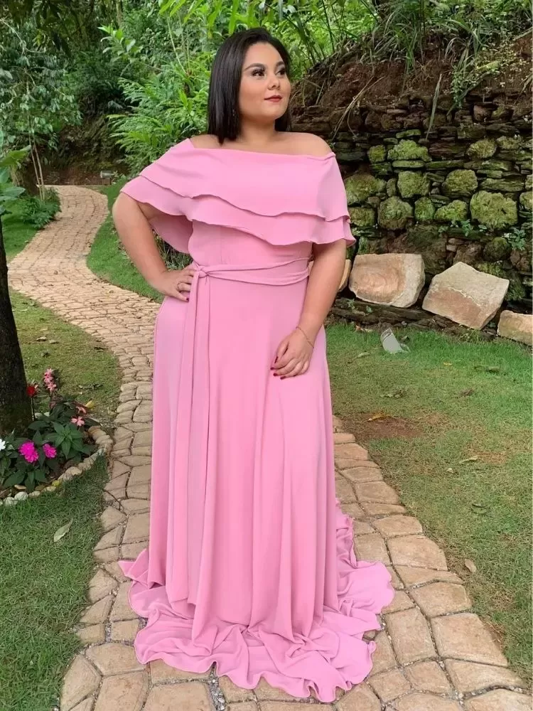 Vestido Madrinha de Casamento Rosa Chiclete Suave Honeymoon