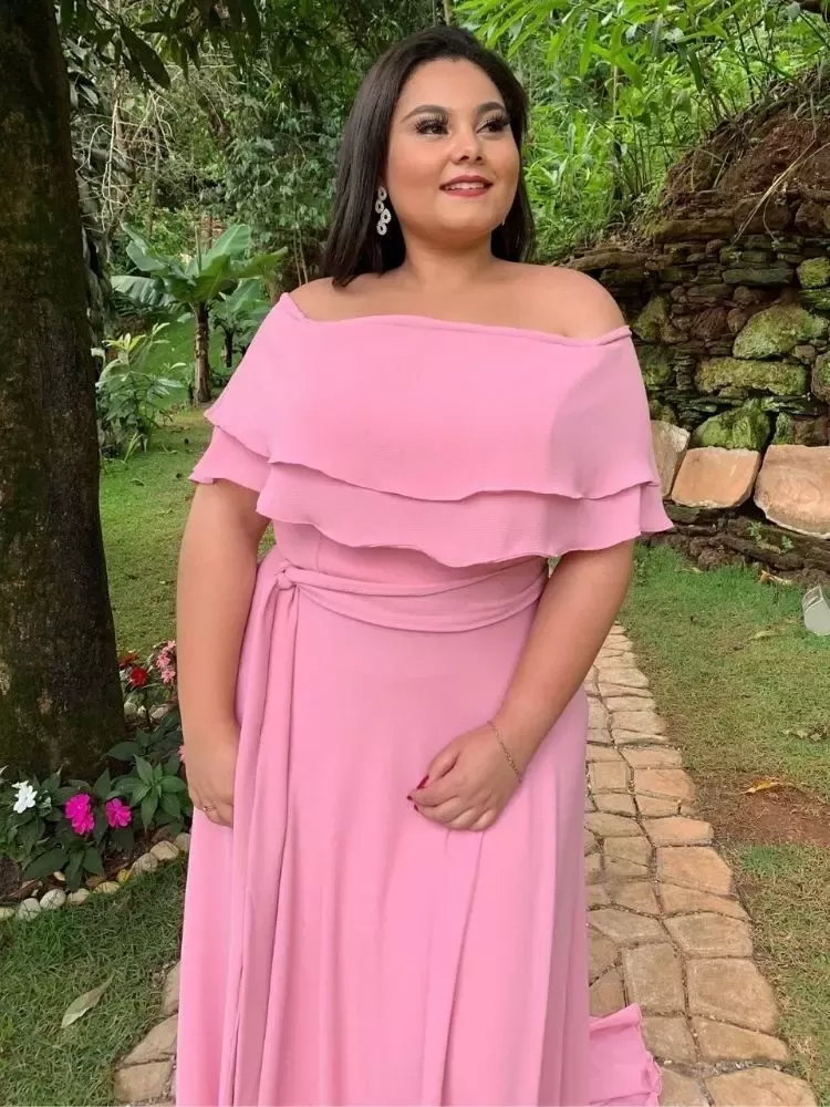 Vestido Madrinha de Casamento Rosa Chiclete Suave Honeymoon