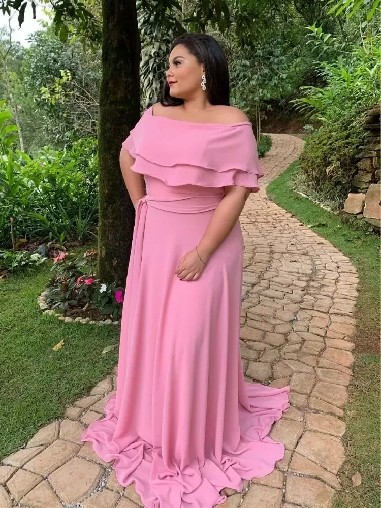 Vestido Madrinha de Casamento Rosa Chiclete Suave Honeymoon
