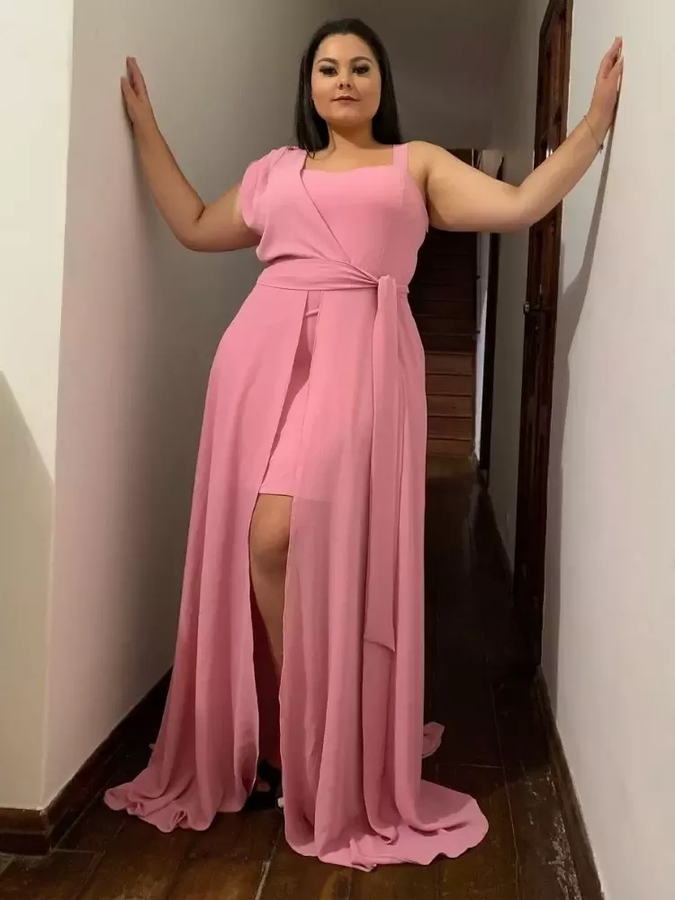 Vestido Madrinha Casamento Areta Rosa Chiclete