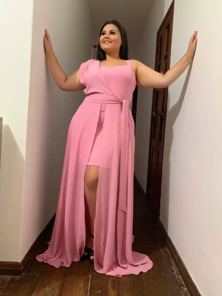 Vestido Madrinha Casamento Areta Rosa Chiclete