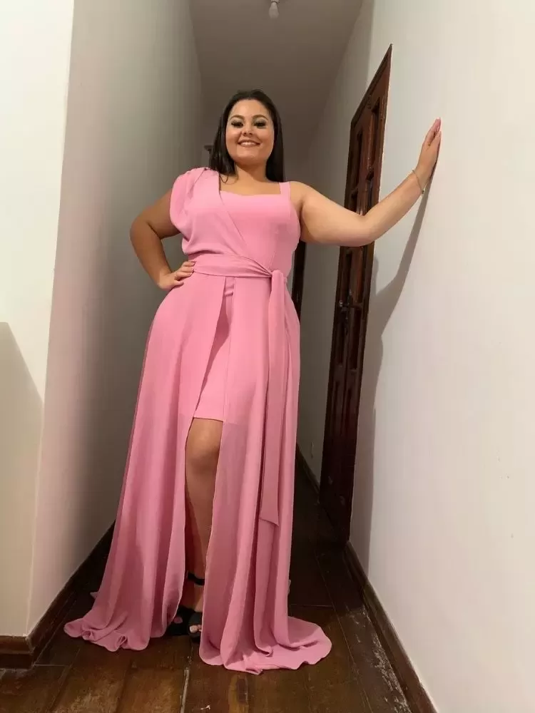 Vestido Madrinha Casamento Areta Rosa Chiclete