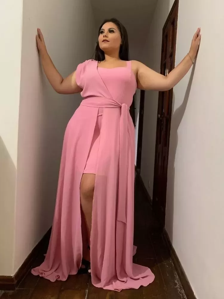 Vestido Madrinha Casamento Areta Rosa Chiclete