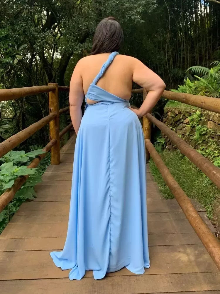 Vestido Madrinha de Casamento Multiformas Anathan Azul Serenity