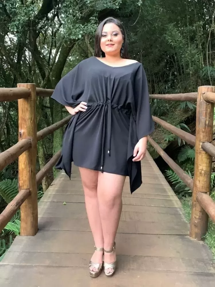 Vestido Curto Kimono Cibele Preto