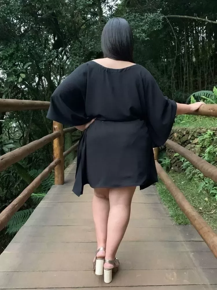 Vestido Curto Kimono Cibele Preto