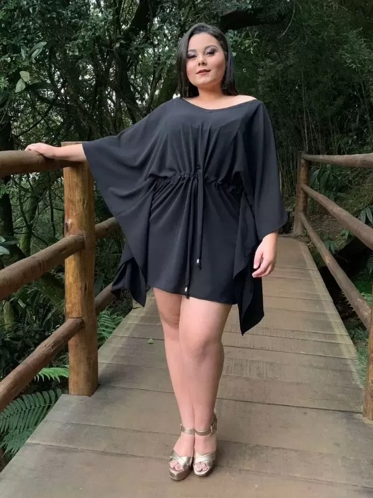 Vestido Curto Kimono Cibele Preto