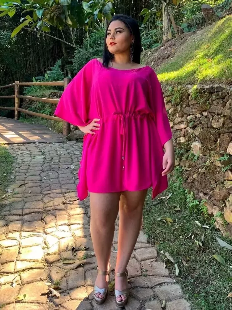 Vestido Curto Kimono Cibele Rosa Pink