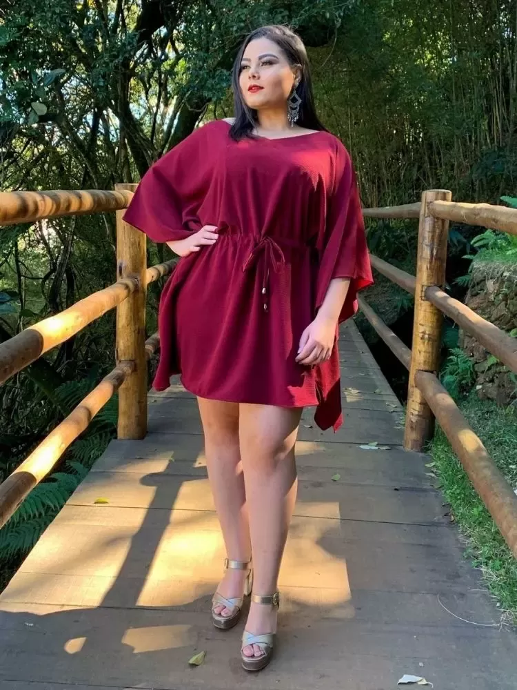 Vestido Curto Kimono Cibele Marsala