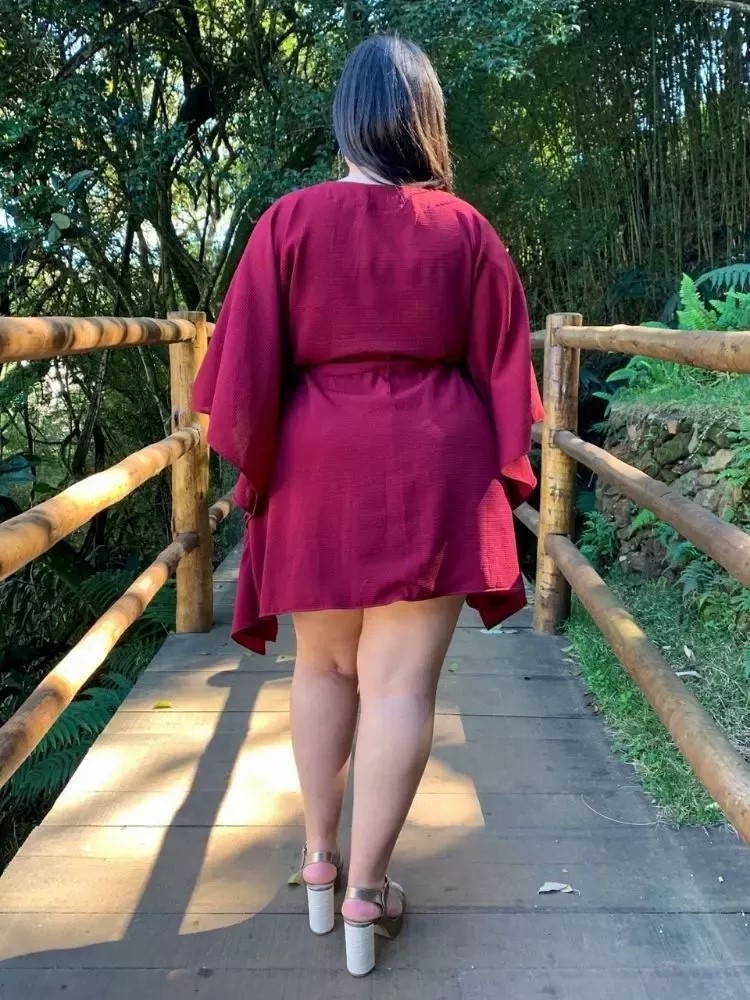 Vestido Curto Kimono Cibele Marsala