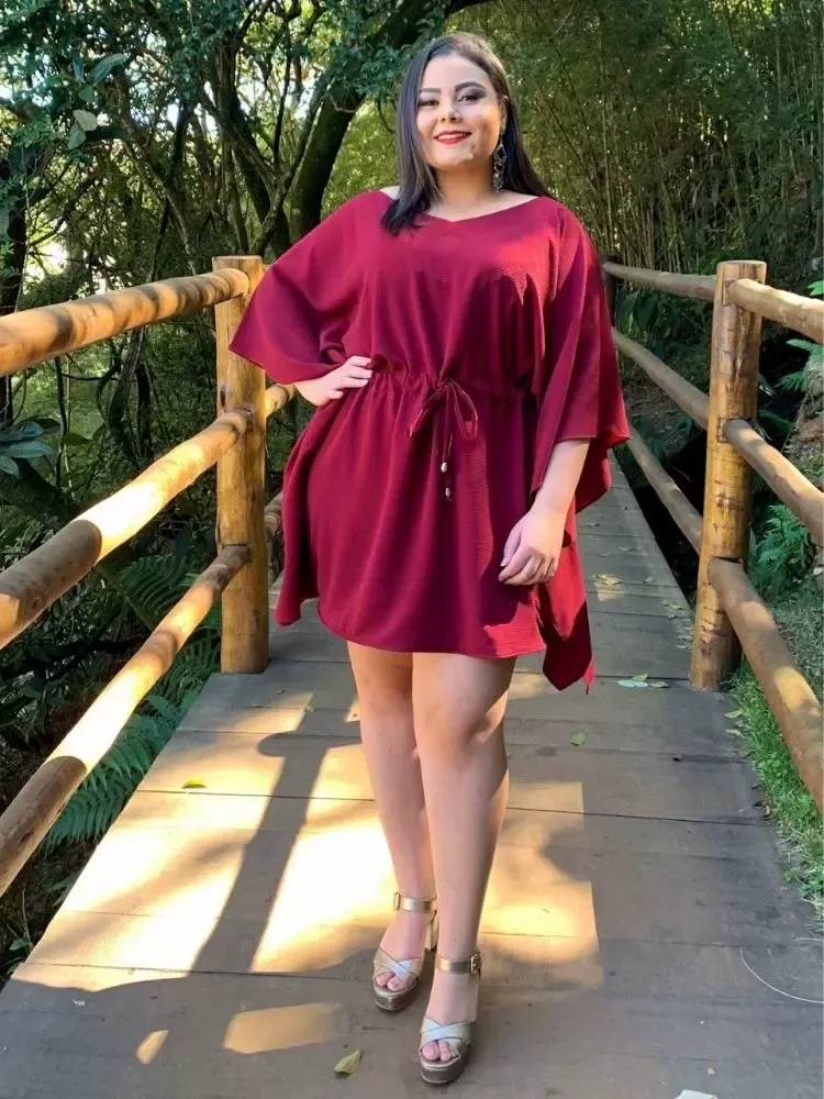 Vestido Curto Kimono Cibele Marsala