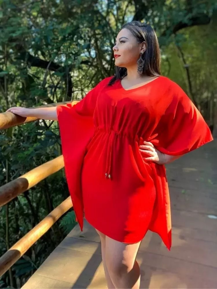 Vestido Curto Kimono Cibele Vermelho