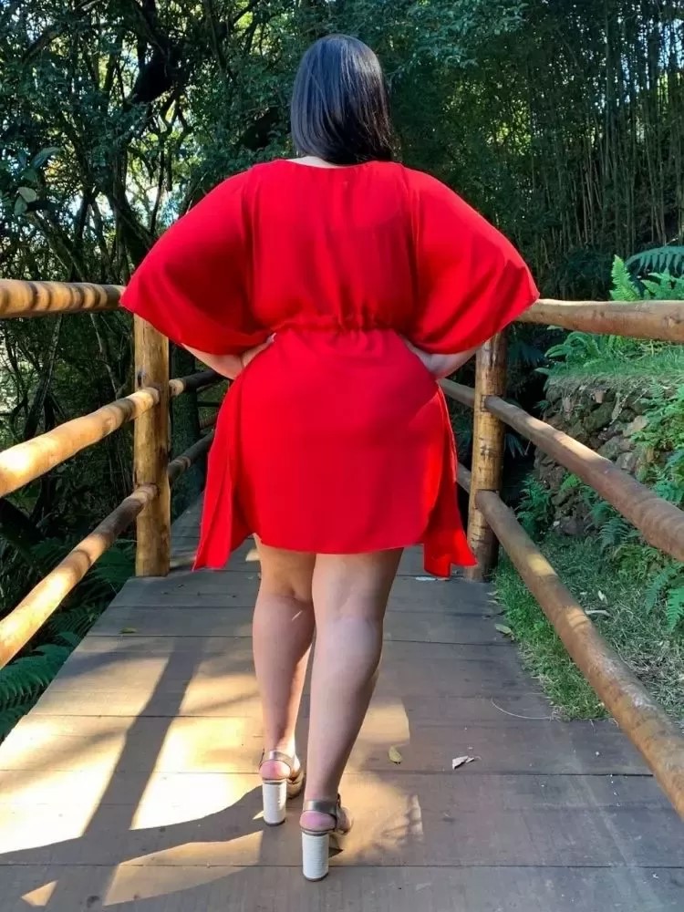 Vestido Curto Kimono Cibele Vermelho
