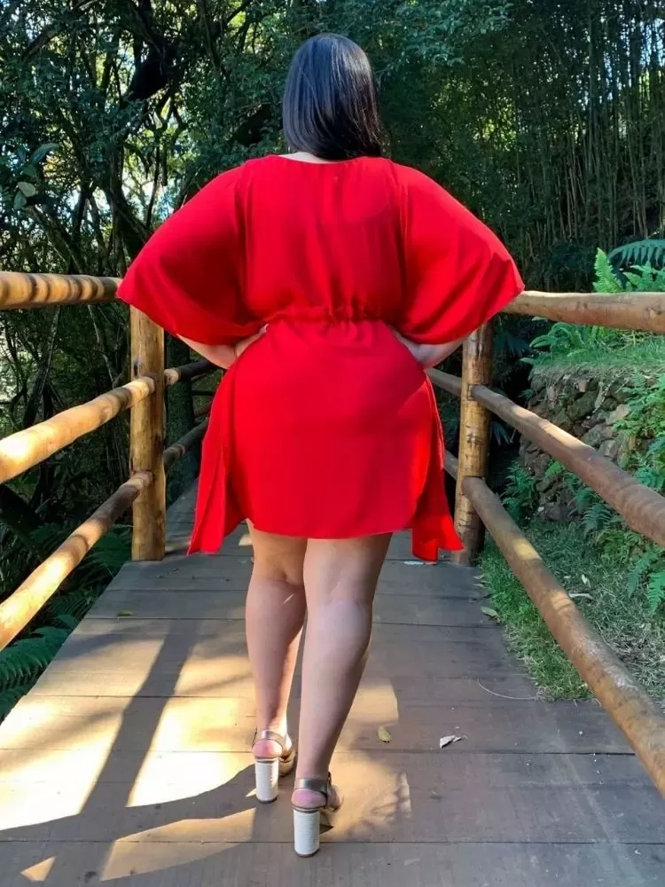 Vestido Curto Kimono Cibele Vermelho