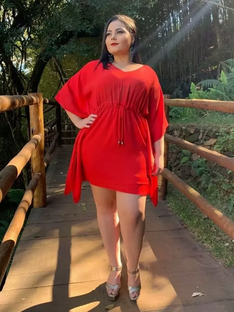 Vestido Curto Kimono Cibele Vermelho