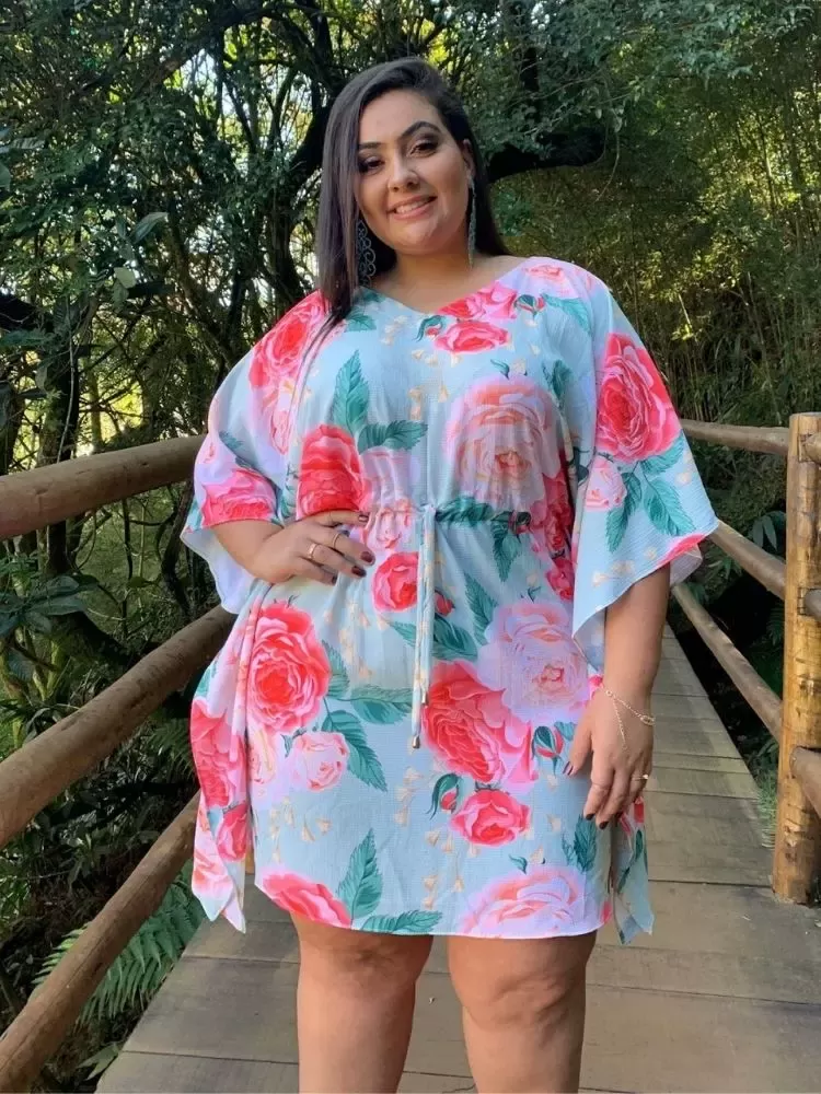 Vestido Curto Kimono Cibele Estampado