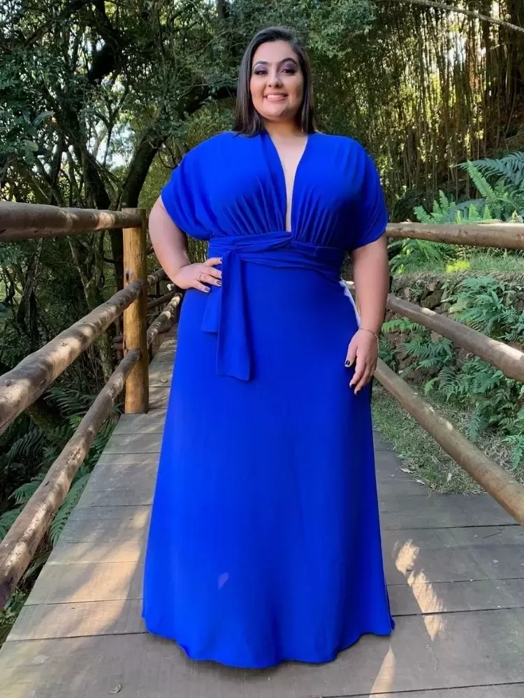 Vestido Madrinha de Casamento Multiformas Anathan Azul Royal