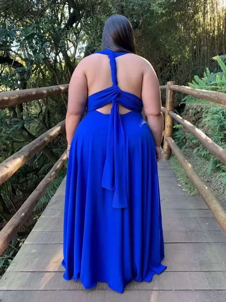 Vestido Madrinha de Casamento Multiformas Anathan Azul Royal