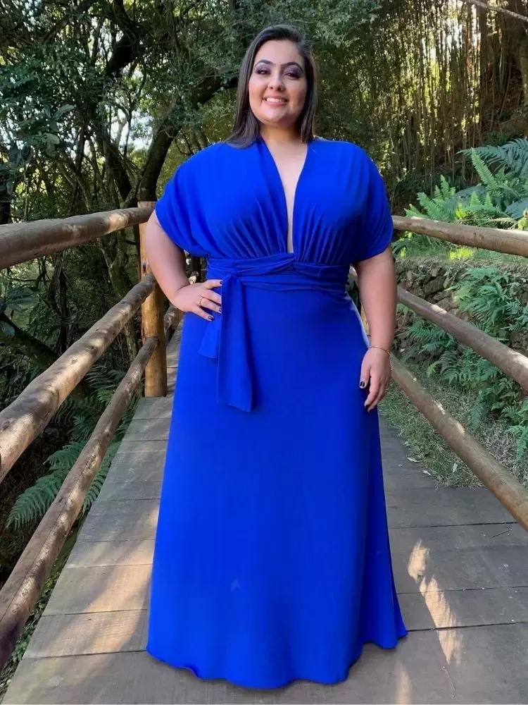 Vestido Madrinha de Casamento Multiformas Anathan Azul Royal