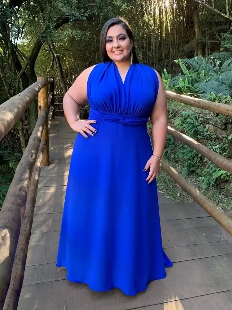 Vestido Madrinha de Casamento Multiformas Anathan Azul Royal