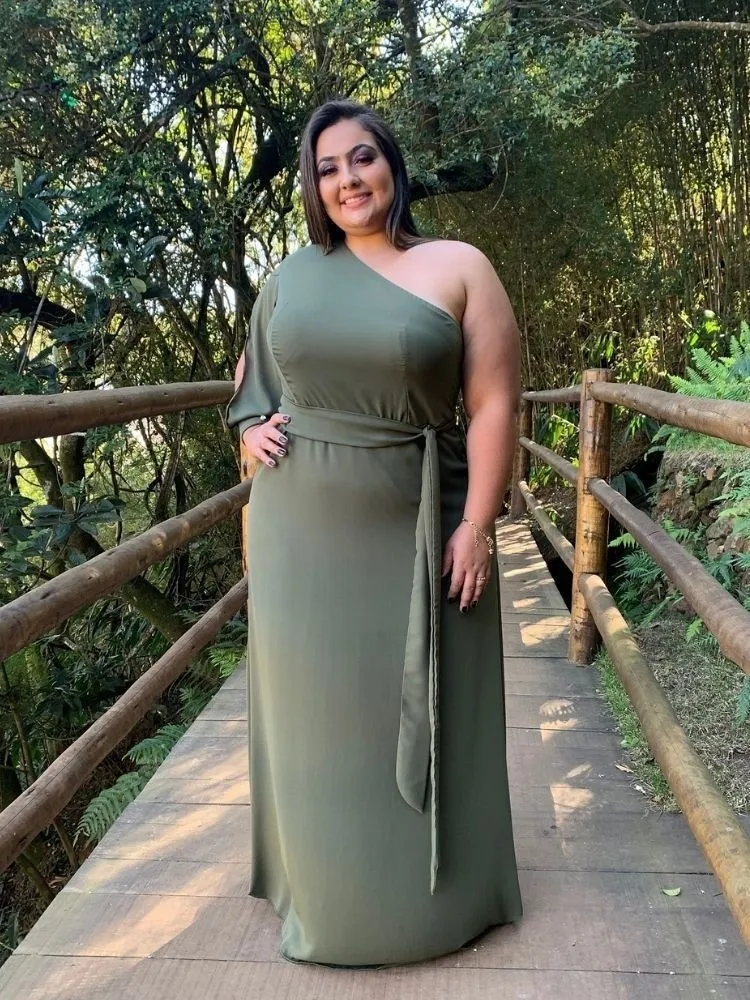 Vestido Madrinha de Casamento Verde Oliva Nara