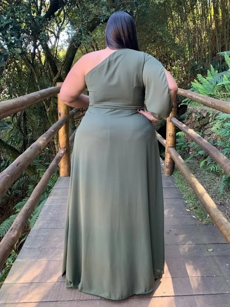 Vestido Madrinha de Casamento Verde Oliva Nara